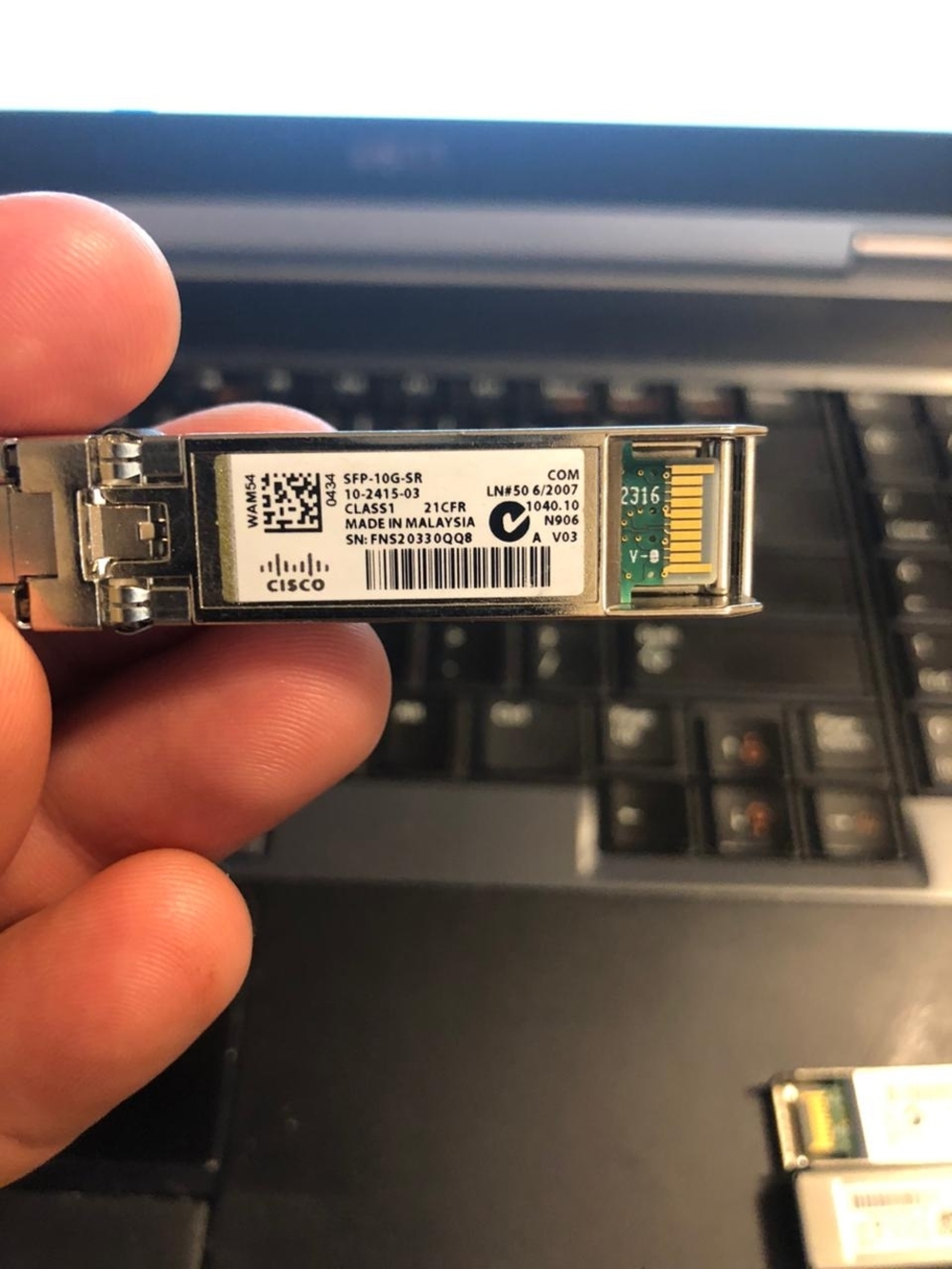 Cisco SFP-10G-SR SFP+ Transceiver Module - Silver and Green